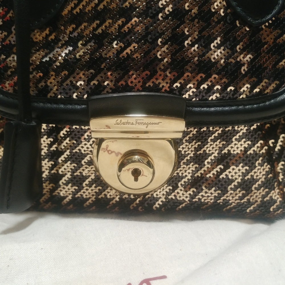 ❌SOLD❌Ferragamo Mini Fiamma Sequin Satchel - Picture 2 of 8